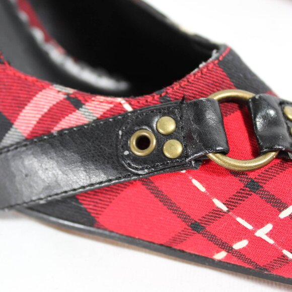 Vintage Y2K Pointed Toe High Heels Red Tartan Plaid Size 7 1/2 Punk & Emo Goth - Picture 4 of 15